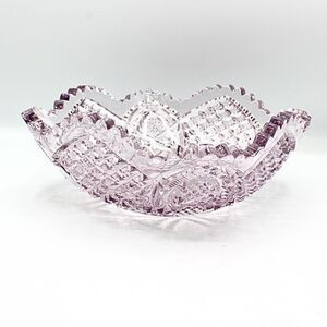 Antique EAPG Amethyst Lavender Glass Bowl Duncan Diamond Pattern Scallop Edge